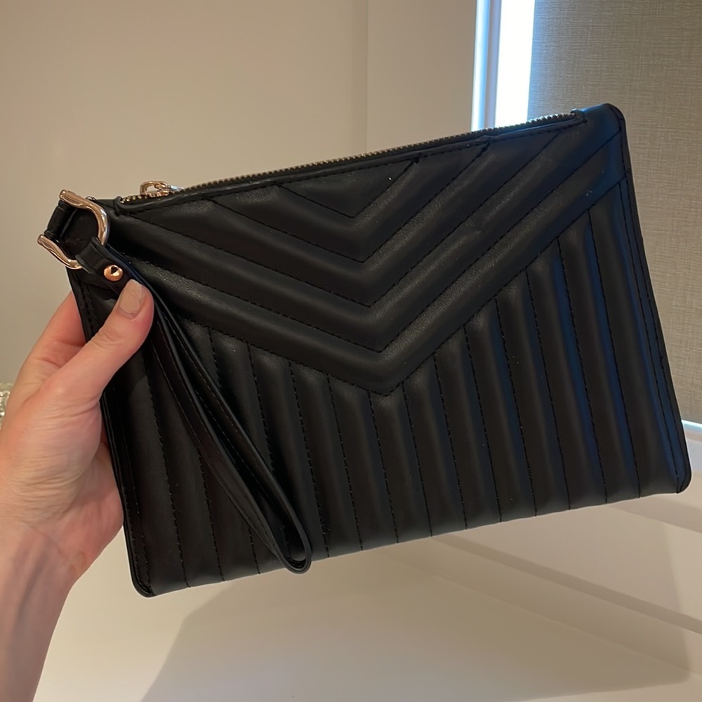 A New Day Black Quilted Clutch / Wristlet